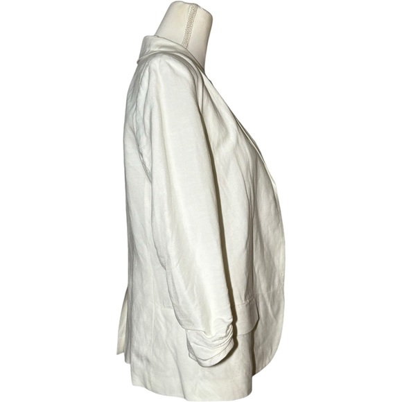 Ann Taylor Factory Women's Size 8 White Collared 3/4 Length Sleeve Blazer Jacket - Picture 3 of 8